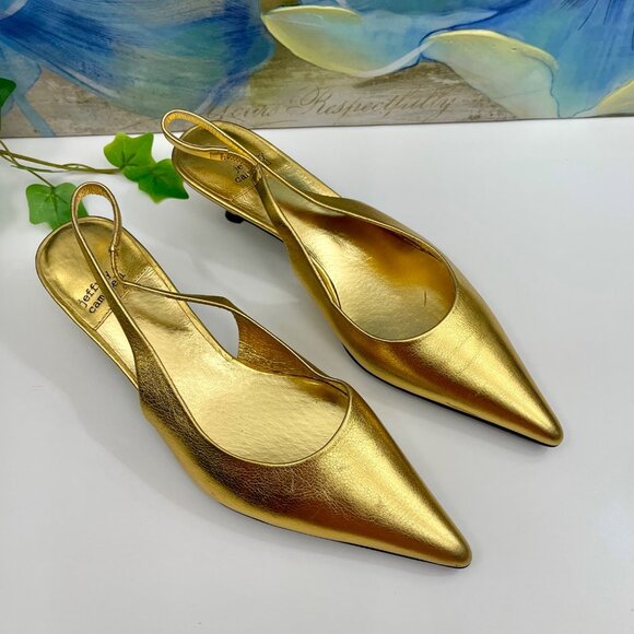Jeffrey Campbell Persona Pointed Toe Slingback Pump In Gold 6 - Picture 4 of 16